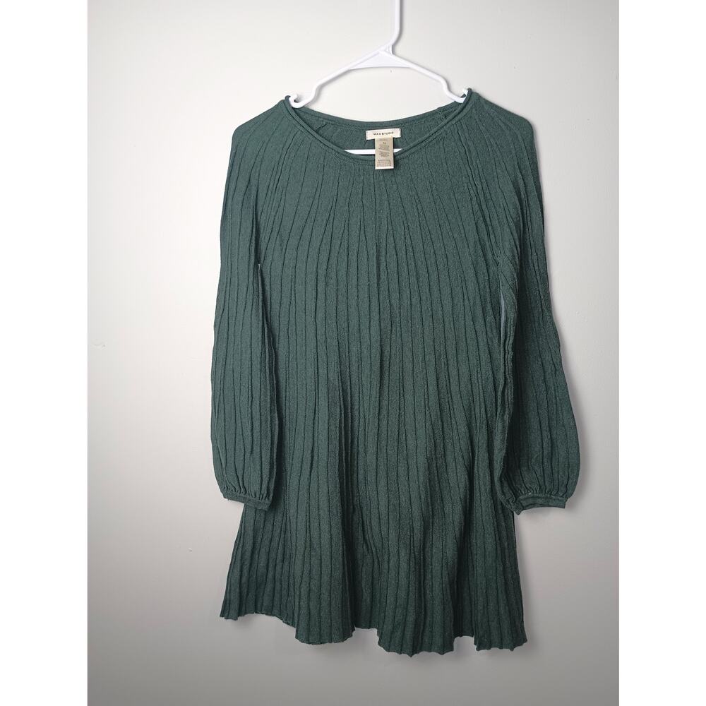 Max Studio‎ Women's Green Long Sleeve Midi Dress Size Medium Ribbed